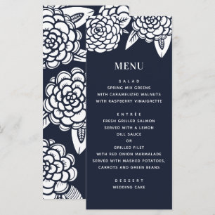 Menu Dahlia. Mariage floral moderne marine. Botanique b