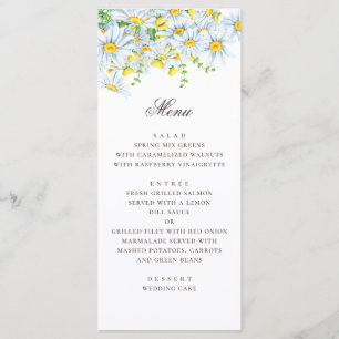 Menu Dalia aquarelle. Camomille. Fleurs d'été pour mari