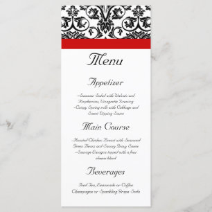 Menu Damas noir/blanc avec accentuation rouge