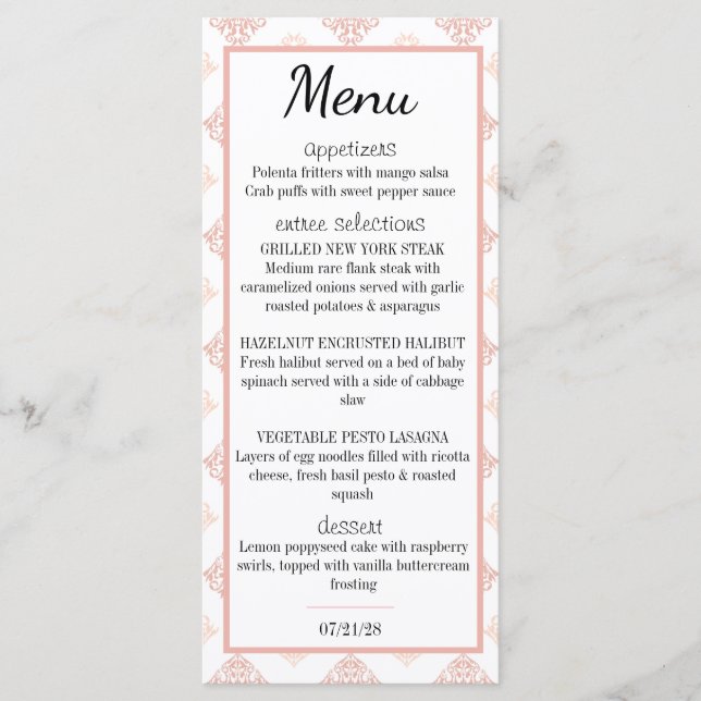 Menu Damas Rose Pêche Doux (Devant)