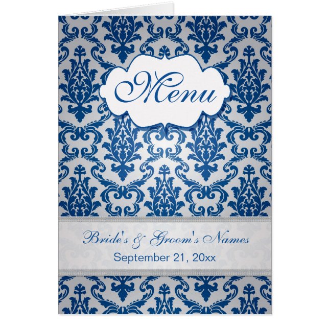 Menu Damask bleu foncé (Devant)