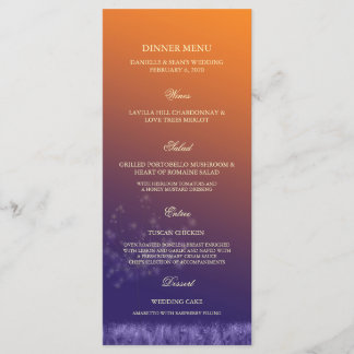 Menu Dandelions Sunset Ombre Dîner Mariage