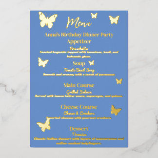 Menu d'Anniversaire Bleu de Cornflower