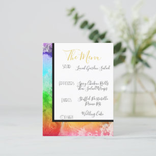 Menu d'aquarelle à l'encre d'alcool arc-en-ciel