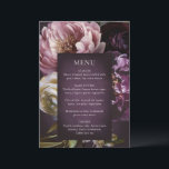 Menu Dark Purple Fine Art Floral Elegant Wedding<br><div class="desc">Elegant wedding menu featuring a dark purple floral theme.  The moody color palette is great for a fall wedding.</div>