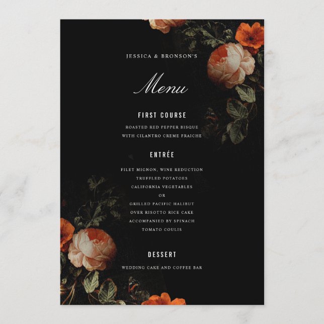 Menu DarkRomantic Floral Hollandais Master Mariage (Devant)