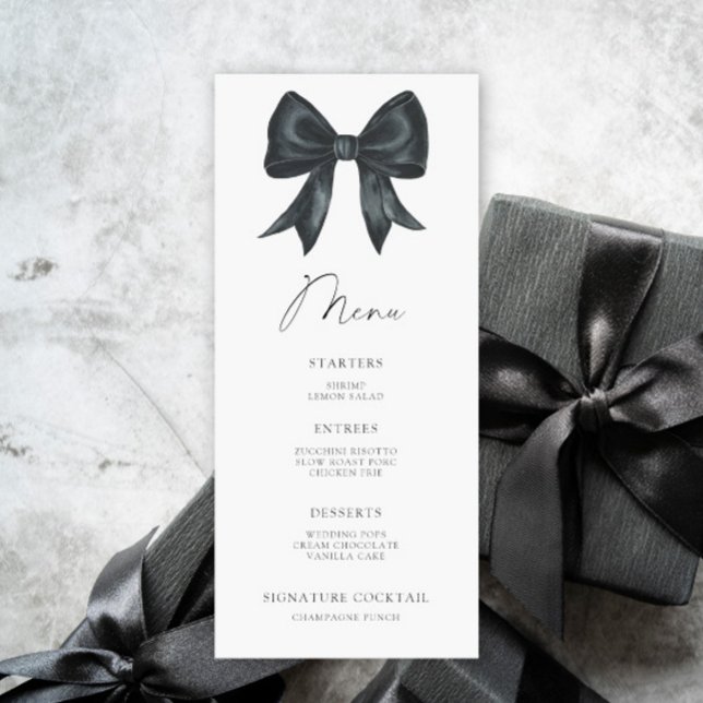 Menu de baby shower à ruban noir (Créateur téléchargé)