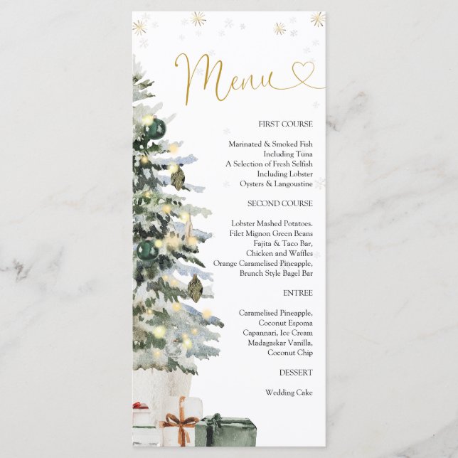 Menu de Baby Shower Arbre de Noël (Devant)