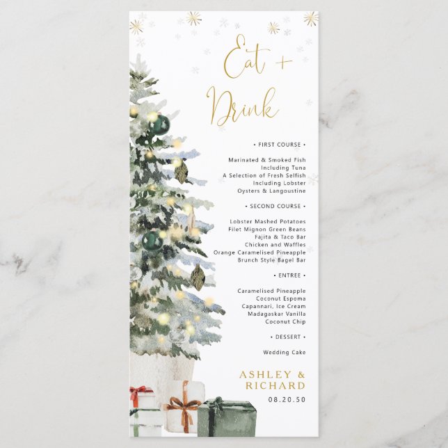 Menu de Baby Shower Arbre de Noël (Devant)