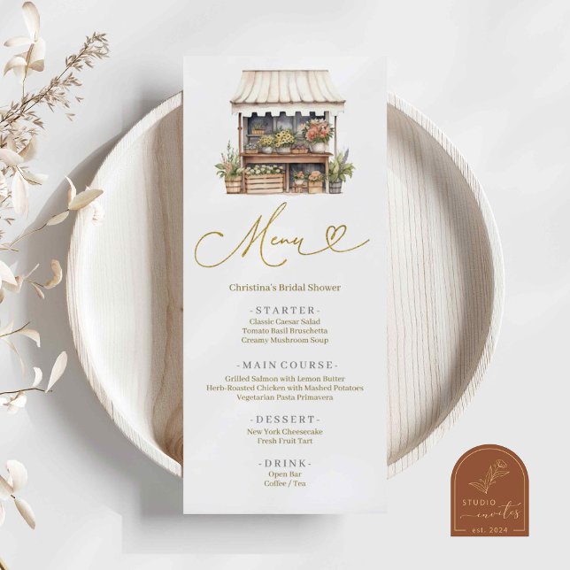 Menu de Baby Shower au Marché des Fleurs (Créateur téléchargé)