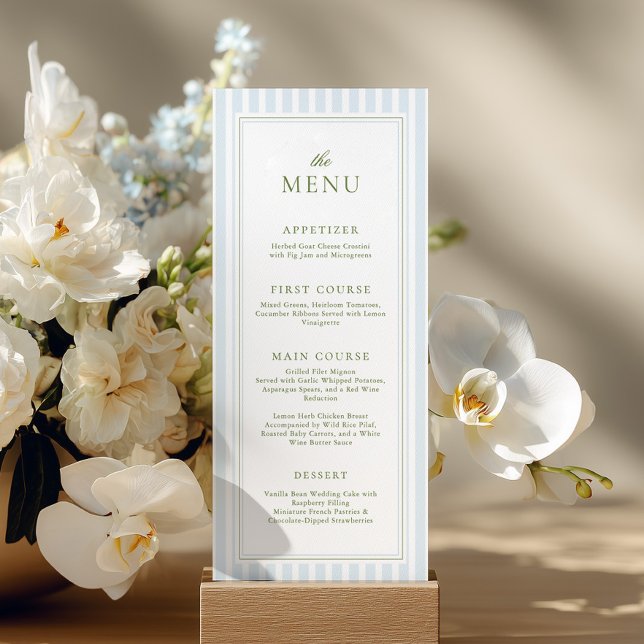 Menu de Baby Shower avec des Rayures Bleues Élégan (Créateur téléchargé)