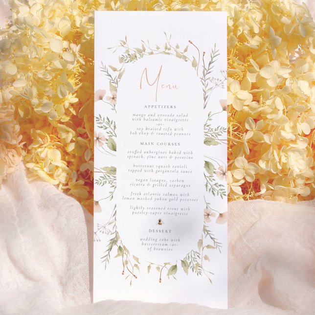 Menu de Baby Shower Bohème Fille Abeille Petite Fl (Créateur téléchargé)