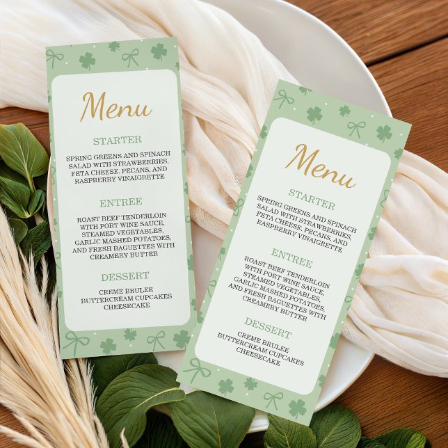 Menu de Baby Shower Chanceux Trèfle (Créateur téléchargé)