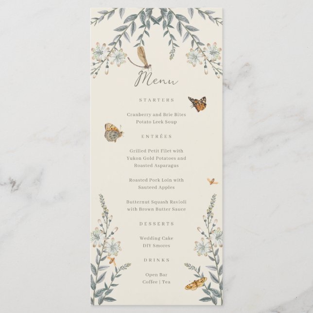 Menu de Baby Shower Little Love Bug Wildflower Bab (Devant)