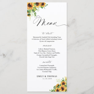 Menu de Baby Shower Mariage Tournesol