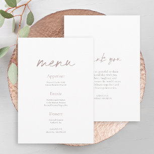 Menu de Baby Shower Minimaliste & Carte de Remerci