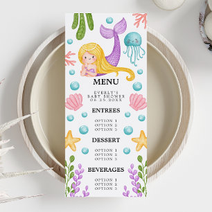 Menu de Baby Shower Océan Sirène