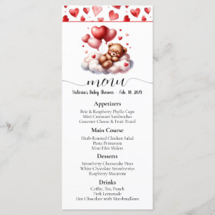 Menu de Baby Shower Ours de la Saint-Valentin
