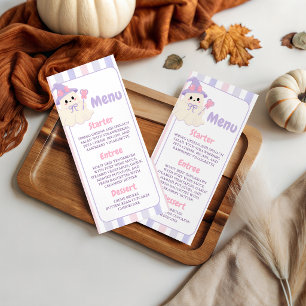 Menu de Baby Shower Pastel Witch Ghost 4x9