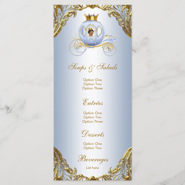 Menu de Baby Shower pour Prince Ethnique (Devant)