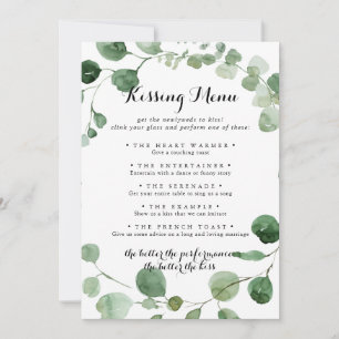 Menu de baiser mariage Jeu Eucalyptus Card