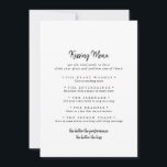 Menu de baiser Mariage moderne Carte de jeu<br><div class="desc">Cette carte de jeu à la carte de baiser mariage moderne est parfaite pour une réception de mariage rustique. Le design sobre et élégant présente une typographie de script classique et sophistiquée en noir et blanc.</div>