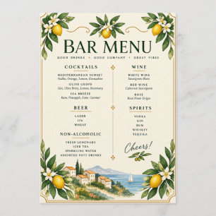 Menu de bar de mariage méditerranéen au citron C