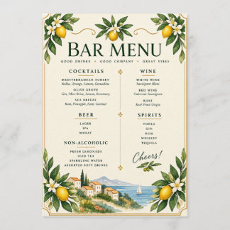 Menu de bar de mariage méditerranéen au citron | C