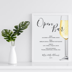 Menu de bar ouvert pancarte de mariage Affiche