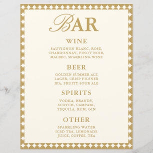 Menu de bar rétro vintage ivoire pour table de mar