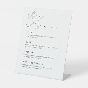 Menu de bar romantique pour mariage panneau de tab