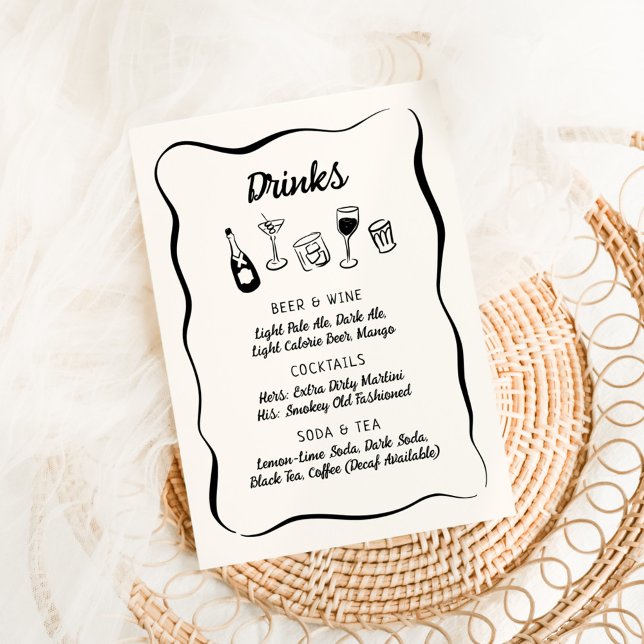 Menu de boissons dessiné à la main moderne et fant (Créateur téléchargé)