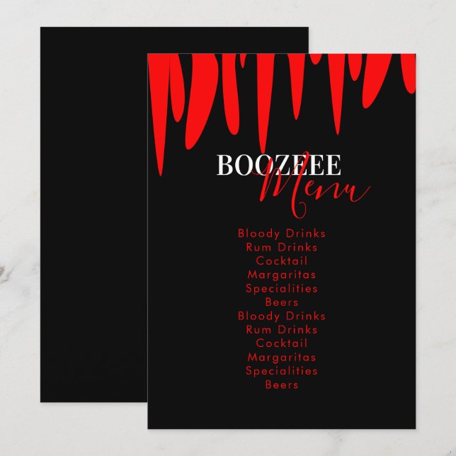 Menu de boissons Sang de Vampire pour la fête d'Ha (Devant / Derrière)