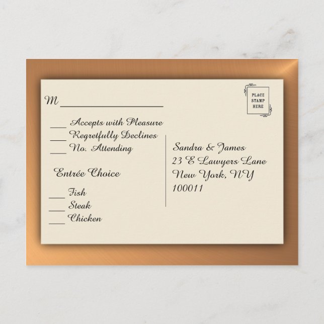 Menu de brillance en cuivre RSVP (Dos)