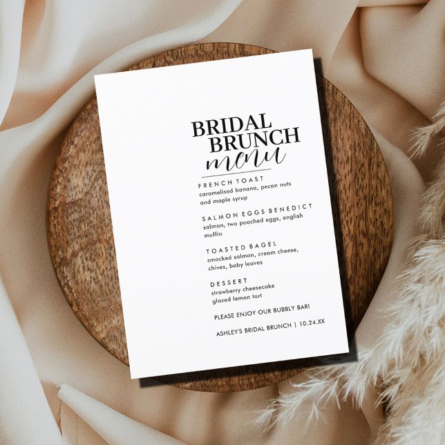 Menu de brunch nuptial de texte minimal Serif (Créateur téléchargé)