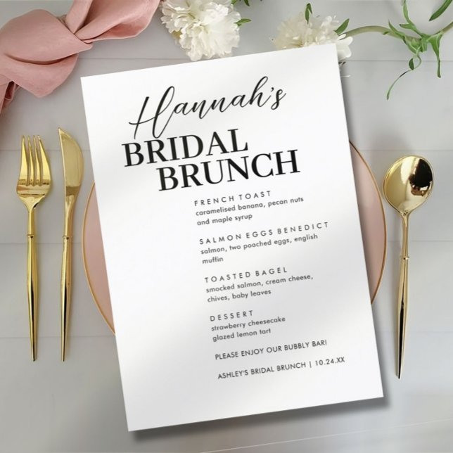 Menu de brunch nuptial personnalisé minimal (Créateur téléchargé)