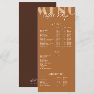 Menu de café moderne minimaliste