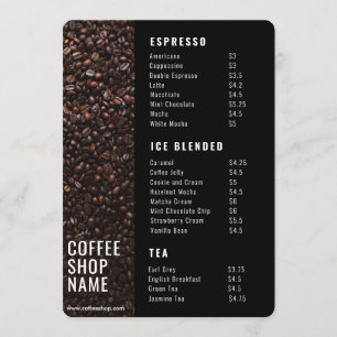 Menu de café noir moderne