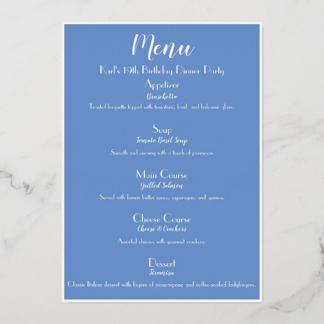 Menu de cocktail de luxe bleu barbeau et or (Verso)