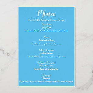 Menu de cocktail de luxe SkyBlue Gold pour soirée