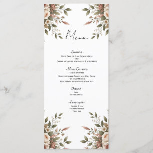 Menu de coin floral élégant vert olive et blanc