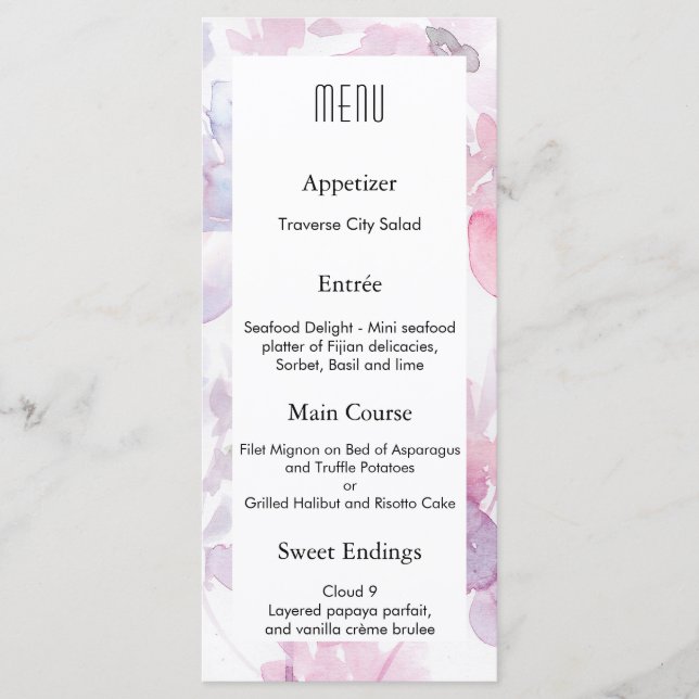 MENU de conception de mariage avec des fleurs déli (Devant)