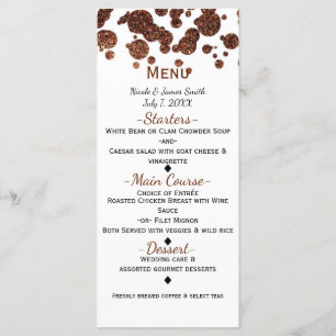 Menu de confettis de glamour moderne en bronze de