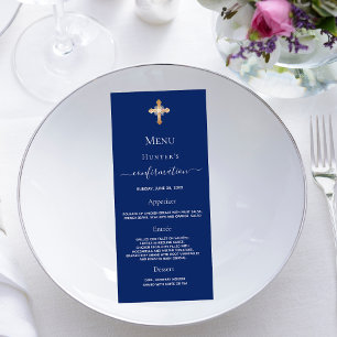 Menu de confirmation bleu marine croix or