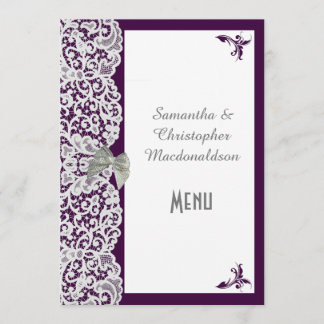 Menu de dentelle traditionnelle violet et blanc