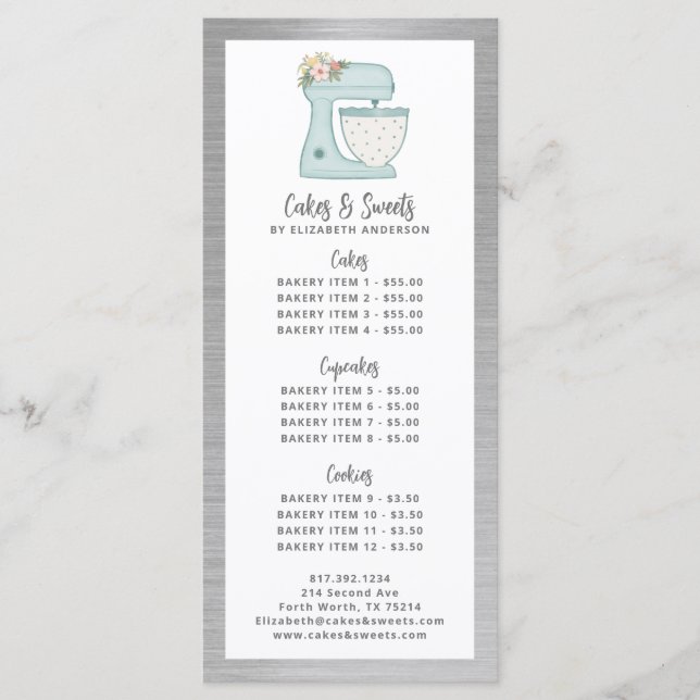 Menu de dessert Chef pâtisserie boulangerie (Devant)