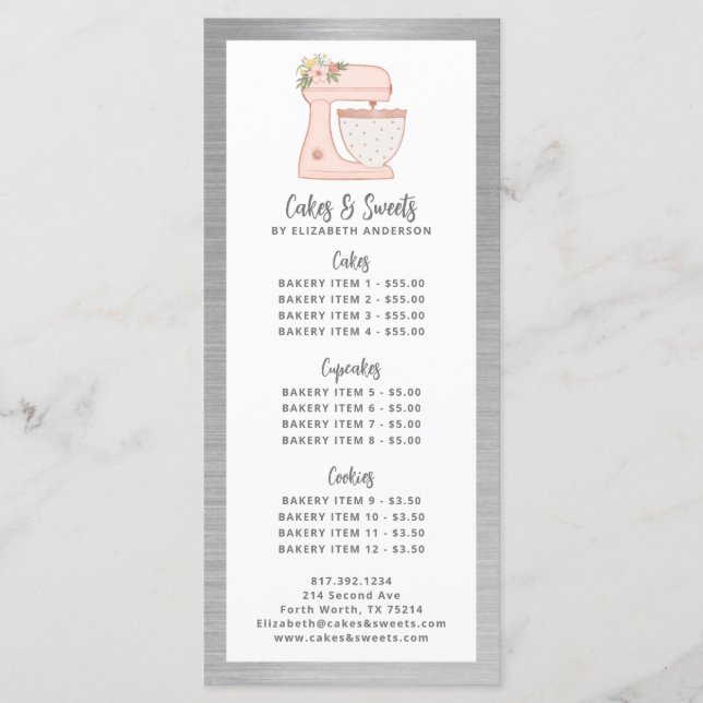 Menu de dessert Chef pâtisserie boulangerie (Devant)