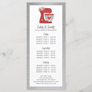 Menu de desserts de pâtisserie de boulangerie Red