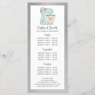Menu de desserts du pâtissier de boulangerie