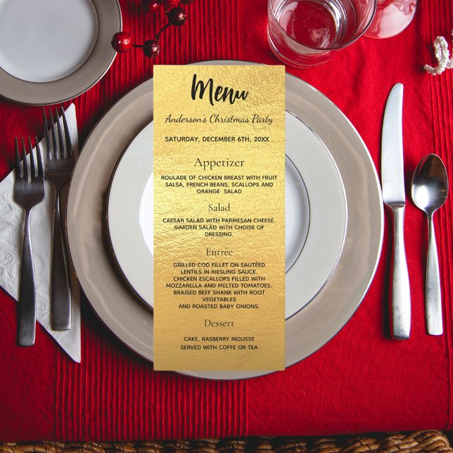 Menu de dîner de fête de Noël en or (Créateur téléchargé)